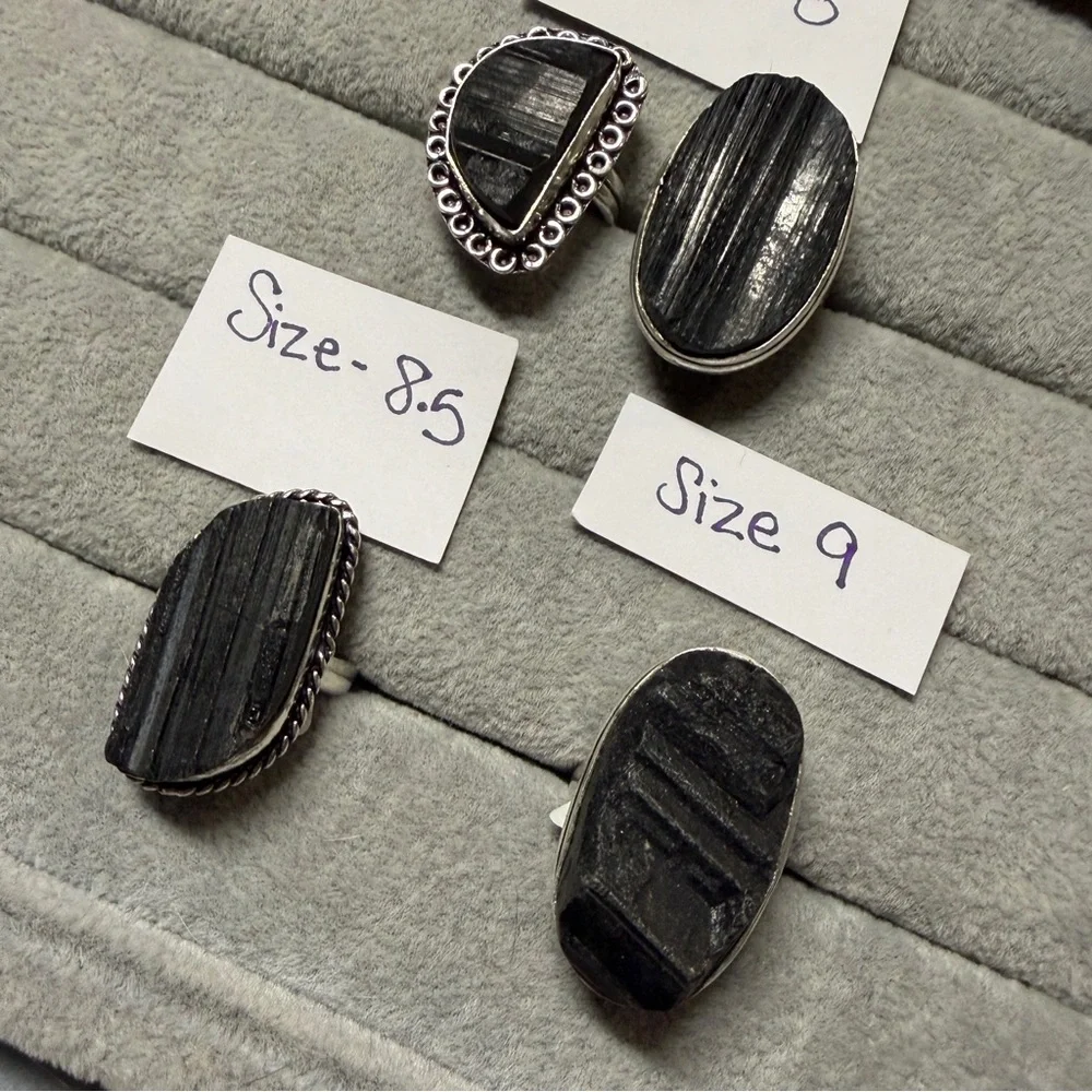 Elegant Black Tourmaline Silver Ring